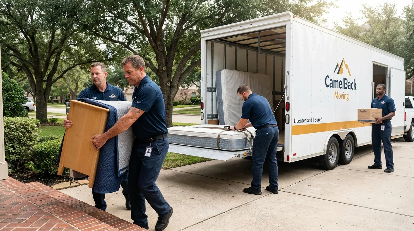 Crew loading residential truck for cross-state move from Yulee, FL