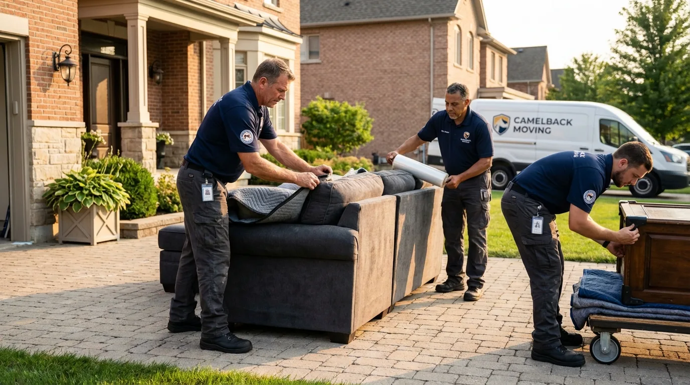 Large estate moving crew wrapping furniture in Yulee, FL